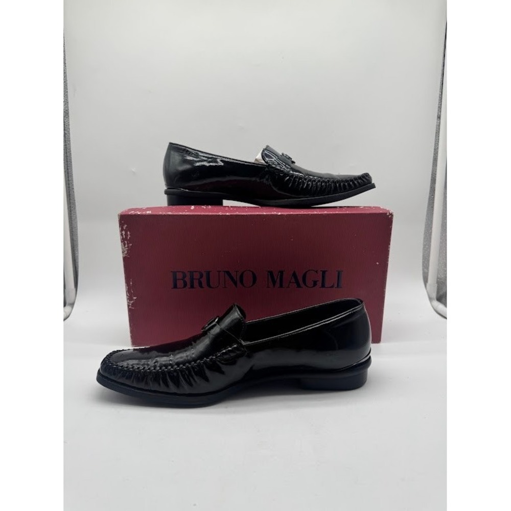Bruno Magli Mens 7.5 Black Leather Bit Loafers EU 40.5 Made Italy D2221 B